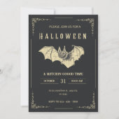 Dunkle und Gold Moderne Halloween-Party Einladung (Vorderseite)