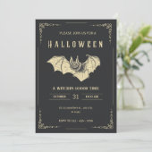 Dunkle und Gold Moderne Halloween-Party Einladung (Stehend Vorderseite)