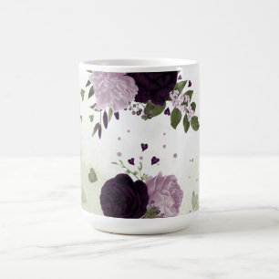 dunkle und helle lila Blumen Grün  Kaffeetasse