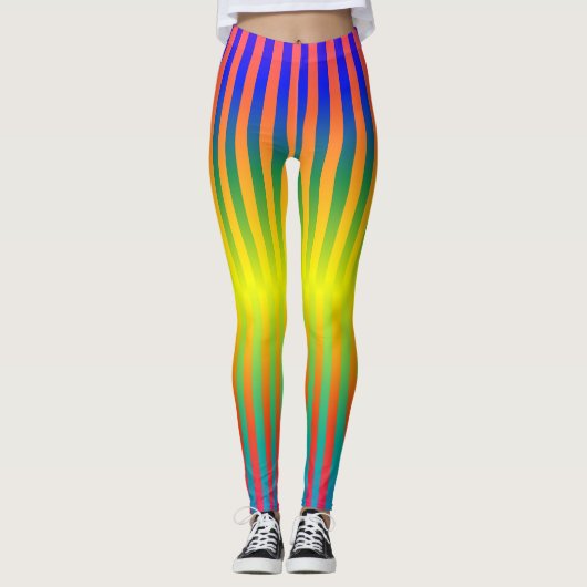Dunkle und leichte Regenbogen (Streifen) Leggings (Vorderseite)