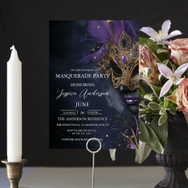 Dunkle und Lila Masquerade Party Geburtstag Einladung