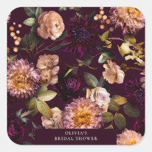 Dunkle und melancholische romantische Burgunder Br Quadratischer Aufkleber