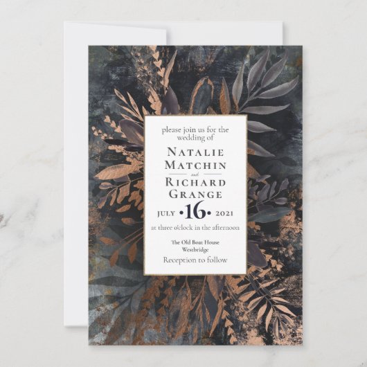 Dunkle und Moody Hochzeitsinvestition - Schwarz Einladung (Vorderseite)