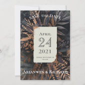 Dunkle und Moody Wedding speichern das Datum Einladung (Vorderseite)