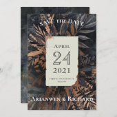 Dunkle und Moody Wedding speichern das Datum Einladung (Vorne/Hinten)