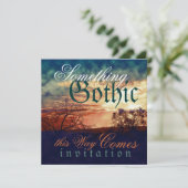 Dunkle und stürmisch-gotische Halloween-Hochzeit Einladung (Stehend Vorderseite)