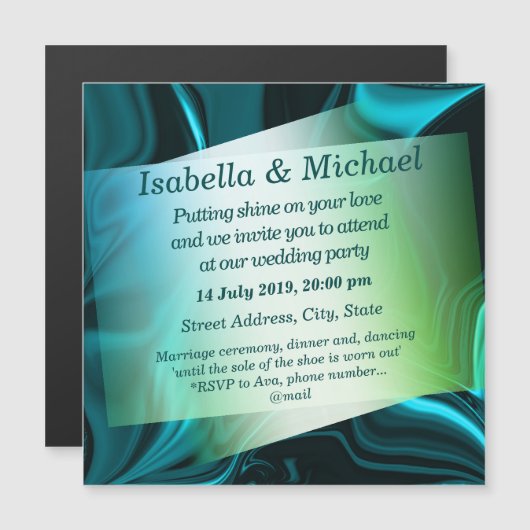 Dunkle und zyklische Kurven auf dunklem Hintergrun Magneteinladung (Vorne/Hinten)