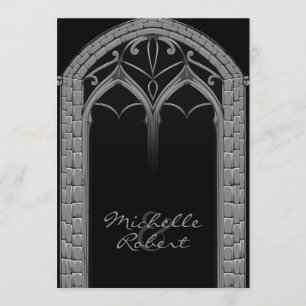 Dunkle, unkonventionelle gotische Hochzeitseinladu Einladung