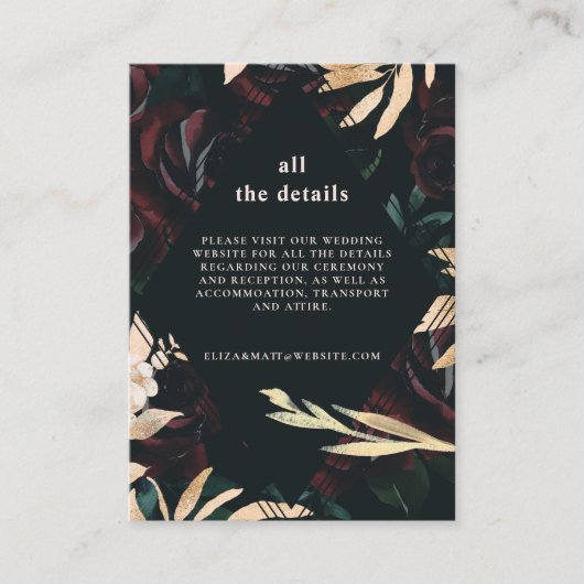 Dunkle Velvet Burgundy-Rose | Details zur Herbstho Begleitkarte (Vorderseite)