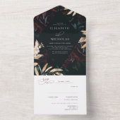 Dunkle Velvet Burgundy-Rose | Herbst Winter Weddin All In One Einladung (Innen Boden)