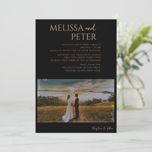 Dunkle Velvet Burgundy-Rose | Herbst Winter Weddin Einladung (Stehend Vorderseite)