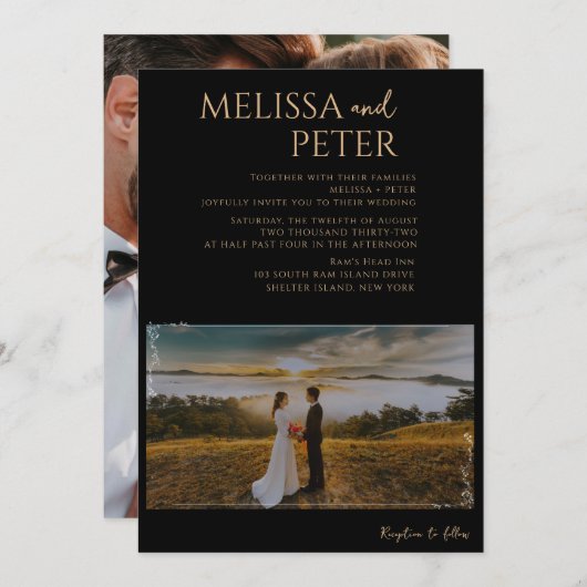 Dunkle Velvet Burgundy-Rose | Herbst Winter Weddin Einladung (Vorne/Hinten)