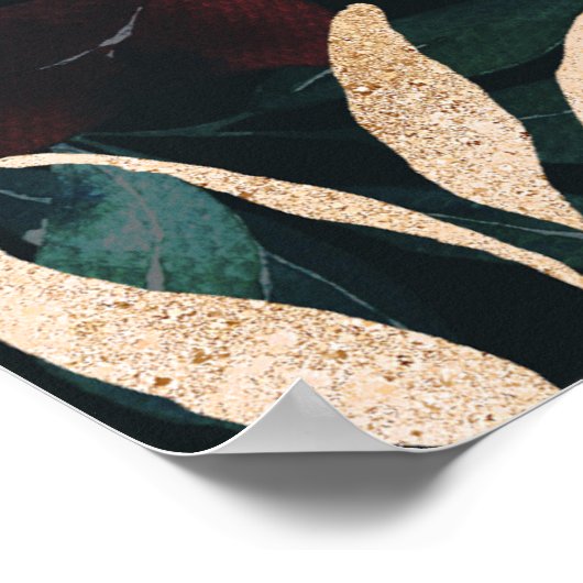 Dunkle Velvet Burgundy-Rose | Herbsthochzeit Begrü Poster (Ecke)