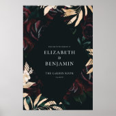 Dunkle Velvet Burgundy-Rose | Herbsthochzeit Begrü Poster (Vorne)