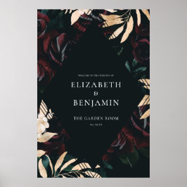 Dunkle Velvet Burgundy-Rose | Herbsthochzeit Begrü Poster