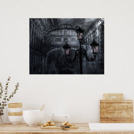 Dunkle Venedig Rain Bridge of Sights at Night Poster