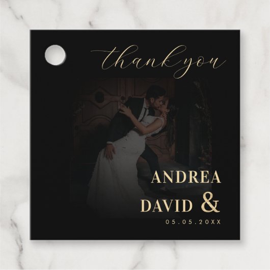 Dunkle verblasste Foto- und Goldverkleidung und Sc Geschenkanhänger (Vorderseite)