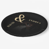 Dunkle verblasste Foto- und Goldverkleidung und Sc Pappteller (Schrägansicht)