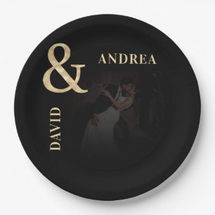 Dunkle verblasste Foto- und Goldverkleidung und Sc Pappteller