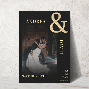 Dunkle verblasste Foto- und Goldverkleidung und Sc Save The Date