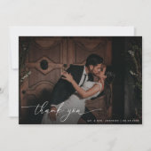 Dunkle verblichene Foto QR Code Foto Request Weddi Dankeskarte (Vorderseite)