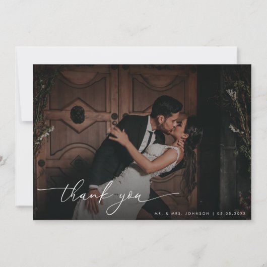 Dunkle verblichene Foto QR Code Foto Request Weddi Dankeskarte (Vorderseite)