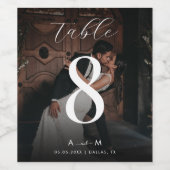 Dunkle verblichene Foto- und Monogramm-Tischnummer Weinetikett (Einzelnes Label)
