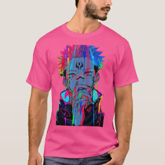Dunkle verfluchte Silhouette mit Regenbogen-Akzent T-Shirt