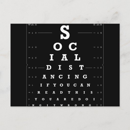 Dunkle Version des Sozialabstandstests Postkarte (Vorderseite)