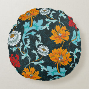 Dunkle verzauberte Vintage Blume nahtlos durch Rundes Kissen