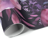 Dunkle Verzauberung Rosa und Lila Anemone Dekoupag Geschenkpapier (Rolleneckpunkt)