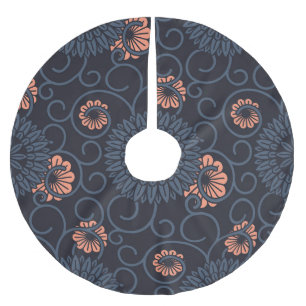 Dunkle verzierte Kreise Vintage nahtlos Polyester Weihnachtsbaumdecke