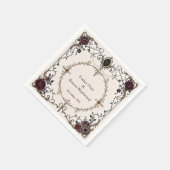 Dunkle viktorianisch-gotische Blumen-Hochzeitspapi Serviette (Ecke)