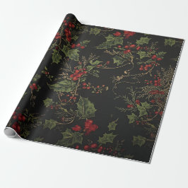 Dunkle viktorianische karmesinrote Beeren und gold Geschenkpapier