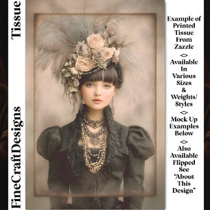 Dunkle viktorianische Mode, Federn DX8L Decoupage Seidenpapier