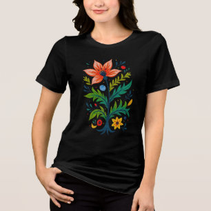 Dunkle Vintage Blumen Boheme Volks Kunst Natur Tri-Blend Shirt