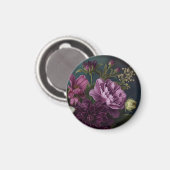 Dunkle Vintage-Blumen Magnet (Vorderseite/Rückseite)