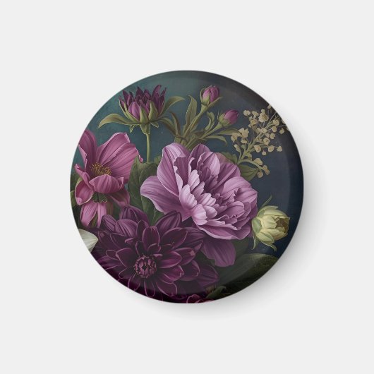 Dunkle Vintage-Blumen Magnet (Vorne)