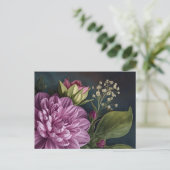 Dunkle Vintage-Blumen Postkarte (Stehend Vorderseite)