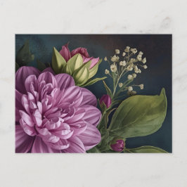 Dunkle Vintage-Blumen Postkarte