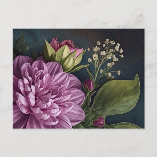 Dunkle Vintage-Blumen Postkarte (Vorderseite)