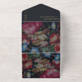 Dunkle Vintage Blüte | Hochzeit All In One Einladung (Außenbereich)