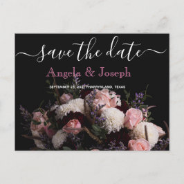 Dunkle Vintage Bordeaux Floral Save the Date A Ankündigungspostkarte