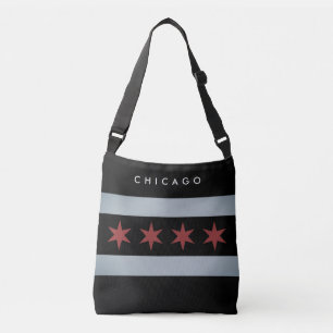 Dunkle Vintage-Chicago-Flagge individuelle Crossbo Tragetaschen Mit Langen Trägern