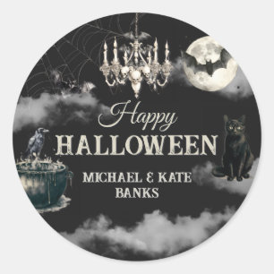 Dunkle Vintage-Gotik-Schädel-Jahres-Halloween-Part Runder Aufkleber