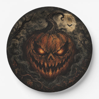 Dunkle Vintage-Kürbis-Halloween-Papierplatten Pappteller