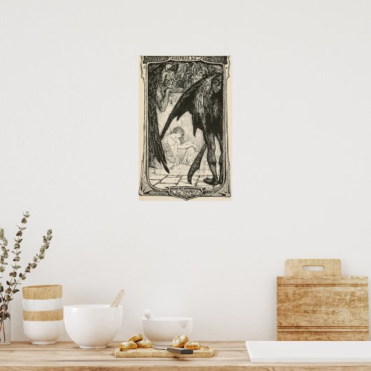 Dunkle Vintage Märchen Buch Illustration Poster (Küche)