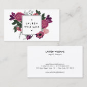 Dunkle Vintage moderne Blumenmotive Weißer Designe Visitenkarte (Vorne/Hinten)