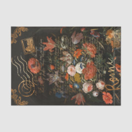 Dunkle Vintage Moody Floral & Travel Briefmarke De Seidenpapier