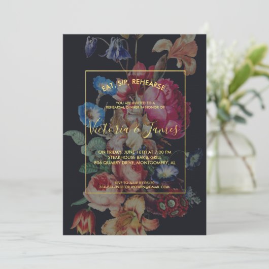 Dunkle Vintage Probe Einladung (Stehend Vorderseite)